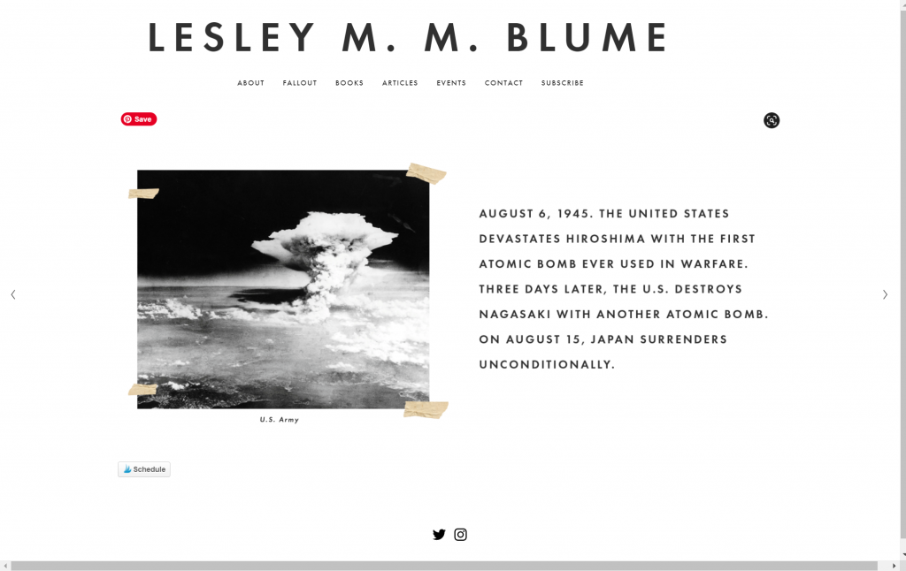 Lesley Blume's stunning author website example is one of the best website design ideas.