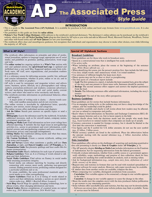 Cover of Associated Press Style Guide : A Quickstudy Laminated Reference Guide