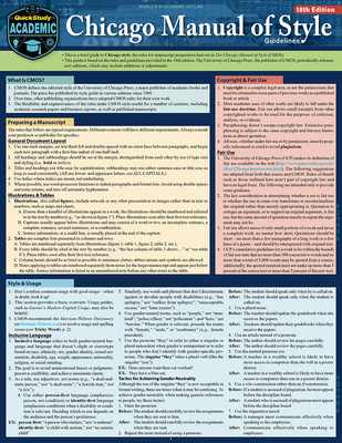 Cover of Chicago Manual of Style Guidelines - 18th Edition: A Quickstudy Laminated Reference Guide