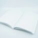 An open book with blank pages.